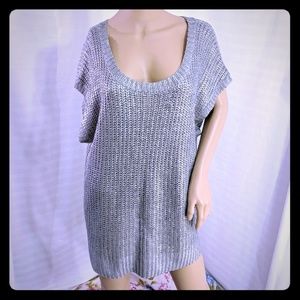Andrew Charles silver knit Dolman sleeve Top L